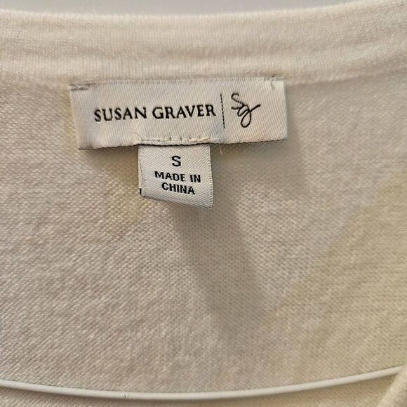 Susan Graver Off White V Neck Sweater Size S - Picture 4 of 8